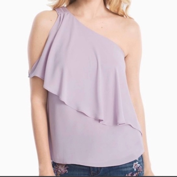 White House Black Market Tops - *Free with Purchase* White House Black Market - One Shoulder Tiered Blouse